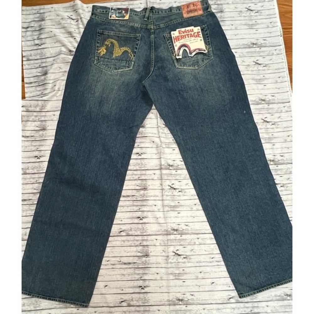 NWT RARE Evisu Heritage Jeans Button Fly Dragons Embroidered 38 Men's Tag $410